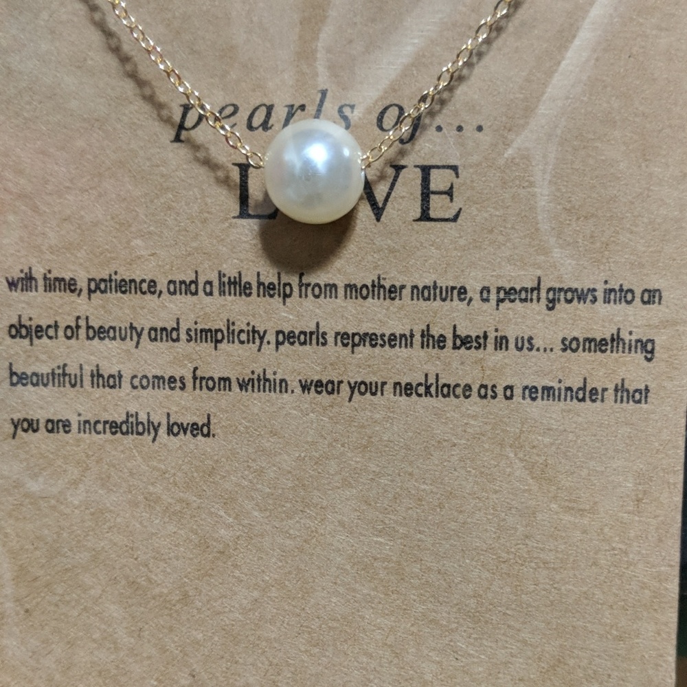 Pearls of Love Gold tone 18" necklace
